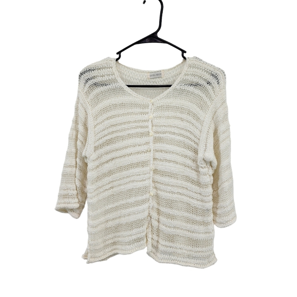 Krista Larson Women's Crochet Button Front Top